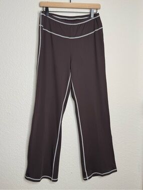 Brown Bootcut Athletic Leggings Contrast Stitching Size M Yoga Y2K Gym